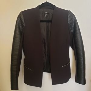 Black blazer with faux leather sleeve
